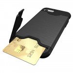 Wholesale iPhone 7 Card Holder Hybrid Case (Black)